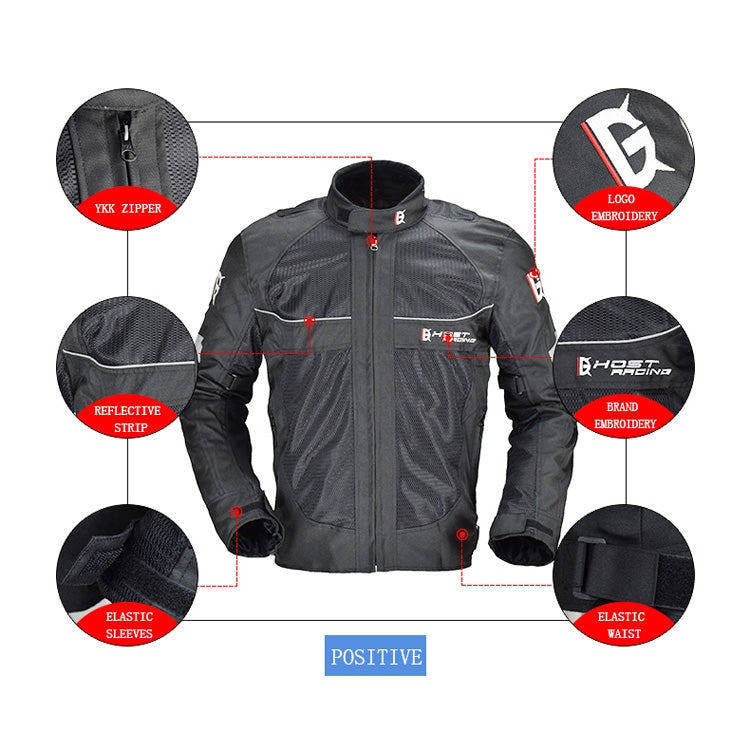 GHOST RACING GR-Y05 Motorcycle Cycling Cloth Men Knight Racing Jacket Keep Warm Anti-Fall Locomotive Off-Road Suit, M, XL