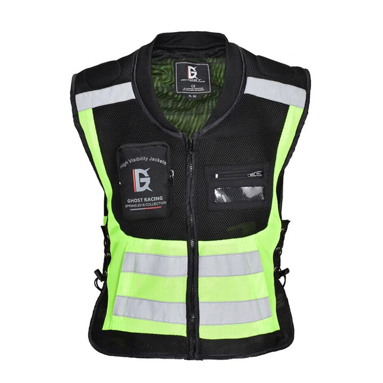 GHOST RACING GR-Y06 Motorcycle Riding Vest Safety Reflective Vest, M, L, XL, XXXL, XXL