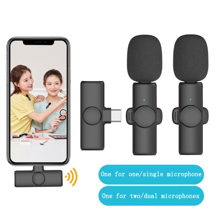 Lavalier Wireless Microphone Mobile Phone Live Video Shooting Small Microphone, Type C  1 To 1, Type-C 1 To 2