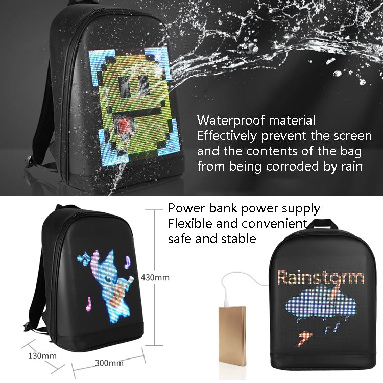 LED Display Backpack Smart Advertising Screen Waterproof PU Backpack, PU Backpack