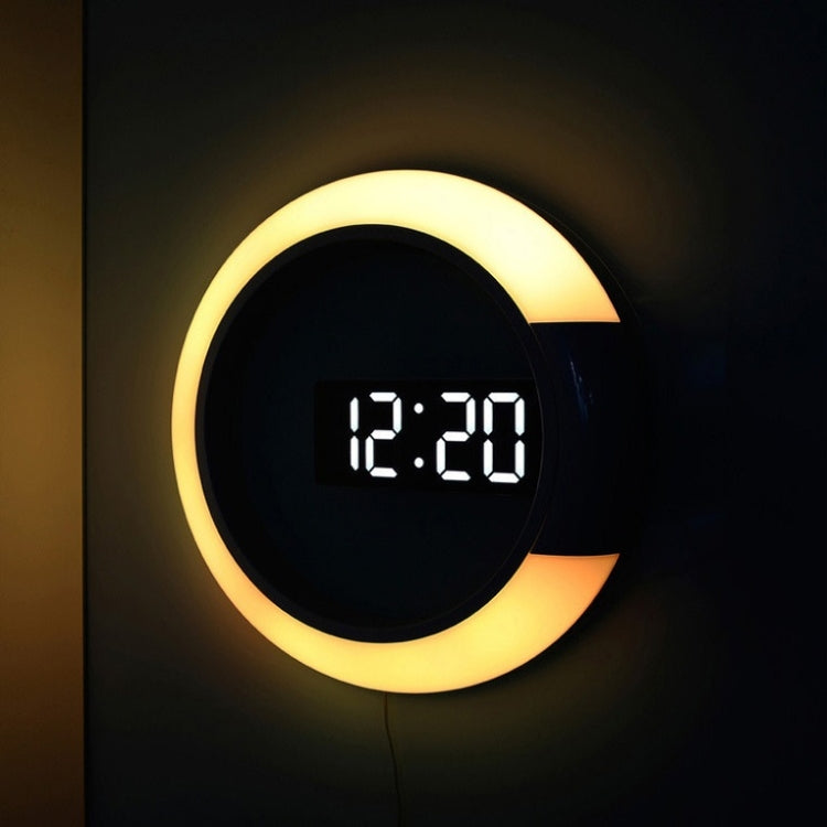 LED Mirror Hollow Wall Clock 7-color Switch Electronic Digital Display Wall Clock, Hollow Wall Clock