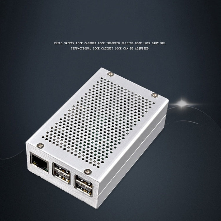 Aluminum Alloy Shell Grid Cooling Box For Raspberry Pi 3 Model B Pi 2/B +, Black, Silver