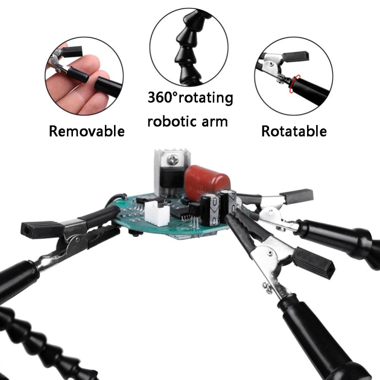 Six-Jaw LED Lamp Magnifying Glass Soldering Station with Fan, N-SS6LMF-BK9, N-SS6LF-BK9