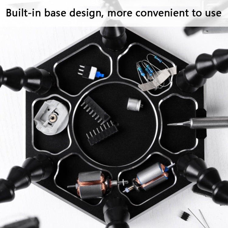 Six-Jaw LED Lamp Magnifying Glass Soldering Station with Fan, N-SS6LMF-BK9, N-SS6LF-BK9