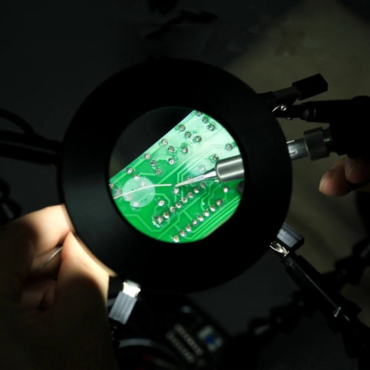 Six-Jaw LED Lamp Magnifying Glass Soldering Station with Fan, N-SS6LMF-BK9, N-SS6LF-BK9