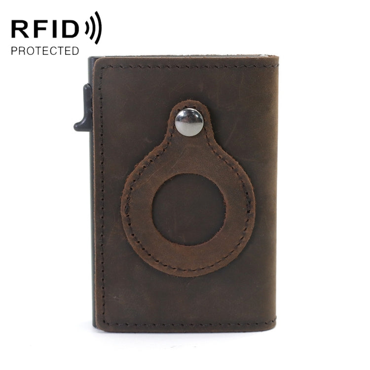 Anti-Theft Positioning Wallet Men Card Holder Mini Wallets For AirTag 2nd Gen / AirTag 1st Gen, Cowhide Blue, Cowhide Black, Cowhide Brown, Cowhide Dark Brown, Cowhide Carbon Fiber