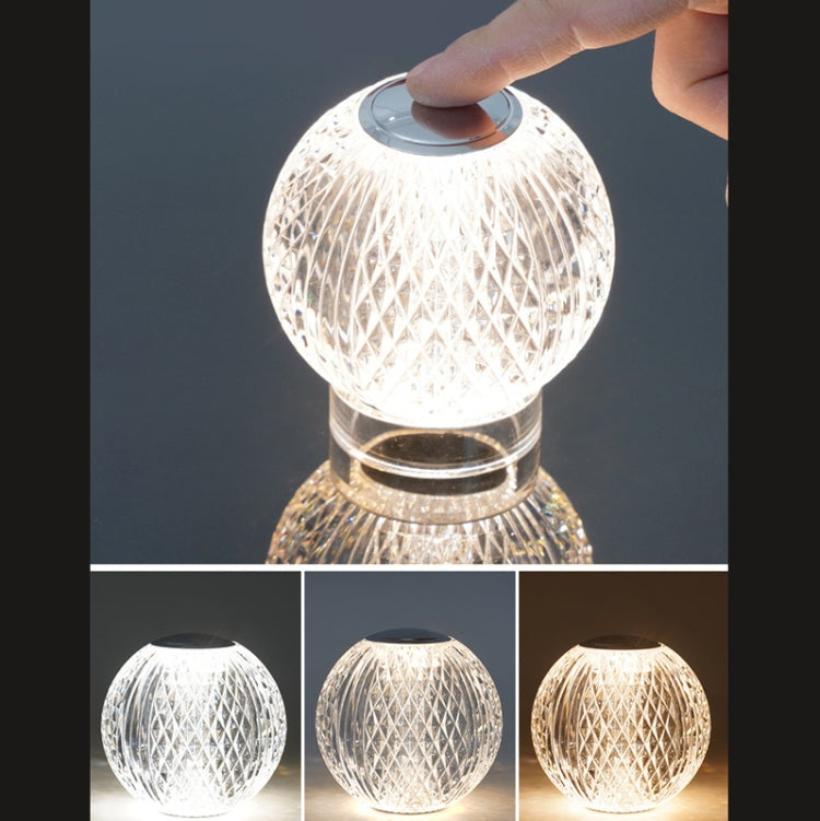 Crystal Ball Small Table Lamp USB Acrylic Night Light, MT2 80 x 80mm, MT1  110 x 110mm