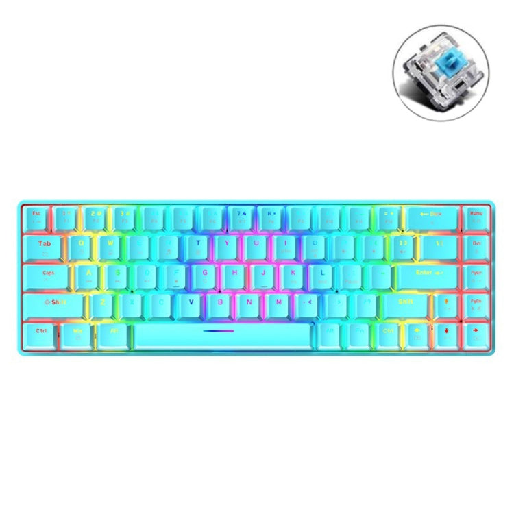 ZIYOU LANG T8 68 Keys RGB Luminous Gaming Mechanical Keyboard, Cable Length:1.6m, T8 Black Green Shaft, T8 Black Tea Shaft, T8 White Green Shaft, T8 White Red Shaft, T8 Blue Green Shaft, T8 Pink Green Shaft