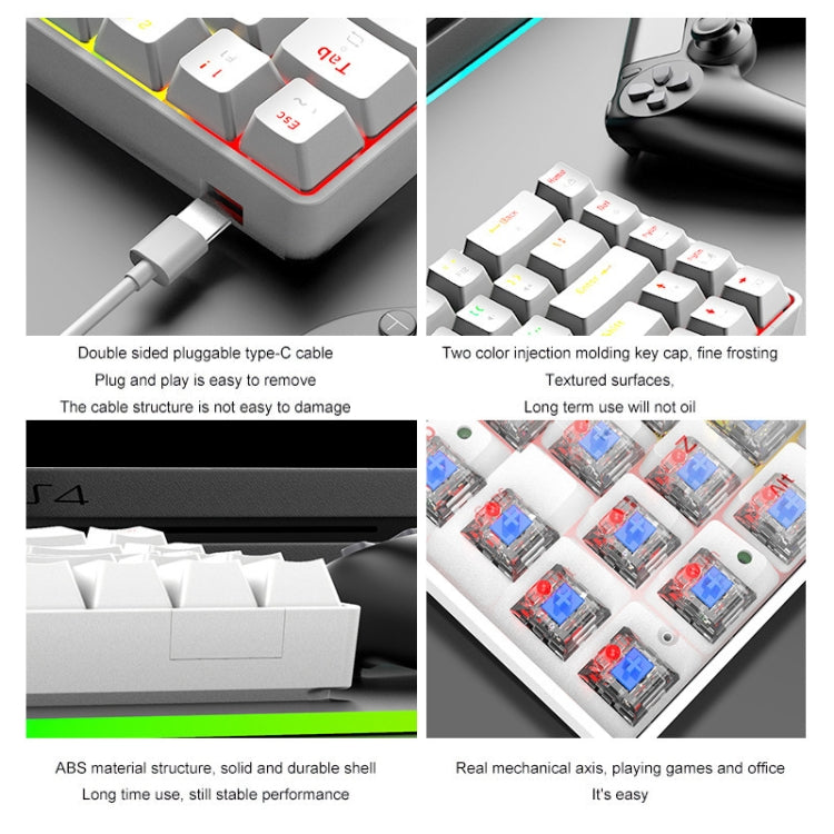 ZIYOU LANG T8 68 Keys RGB Luminous Gaming Mechanical Keyboard, Cable Length:1.6m, T8 Black Green Shaft, T8 Black Tea Shaft, T8 White Green Shaft, T8 White Red Shaft, T8 Blue Green Shaft, T8 Pink Green Shaft