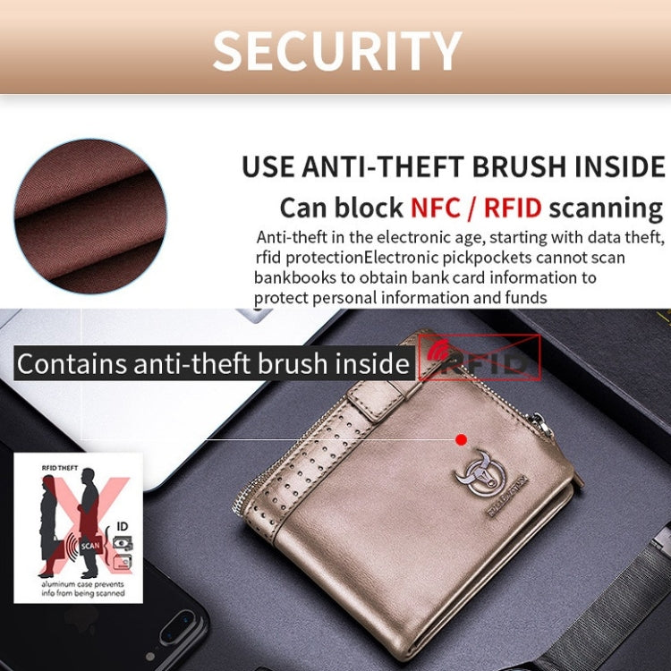 BULL CAPTAIN Anti-theft Brush Leather Wallet For Men, Blue, Black, Brown, Grey