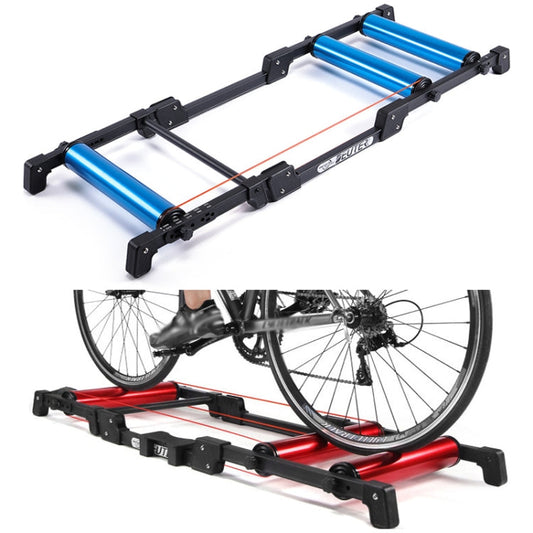 DEUTER GT-03 adjustable blue aluminum alloy bicycle roller trainer for 24-29 inch bikes with foldable design and non-slip foot pedals