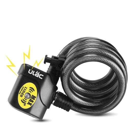 ULAC anti-theft alarm cable lock with 110dB alarm for mountain and road bikes, 120cm steel cable with zinc alloy lock body