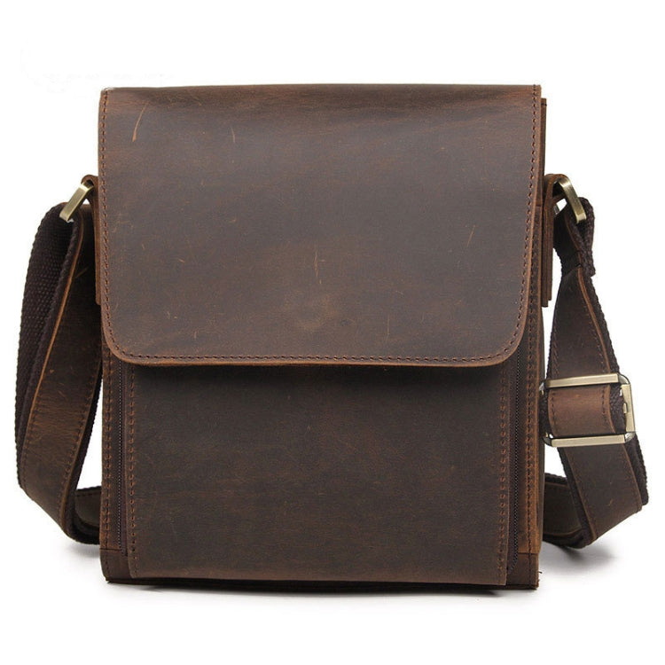 Vintage Crazy Horse Leather Men Shoulder Bag Messenger Bag, Black, Brown, Dark Brown