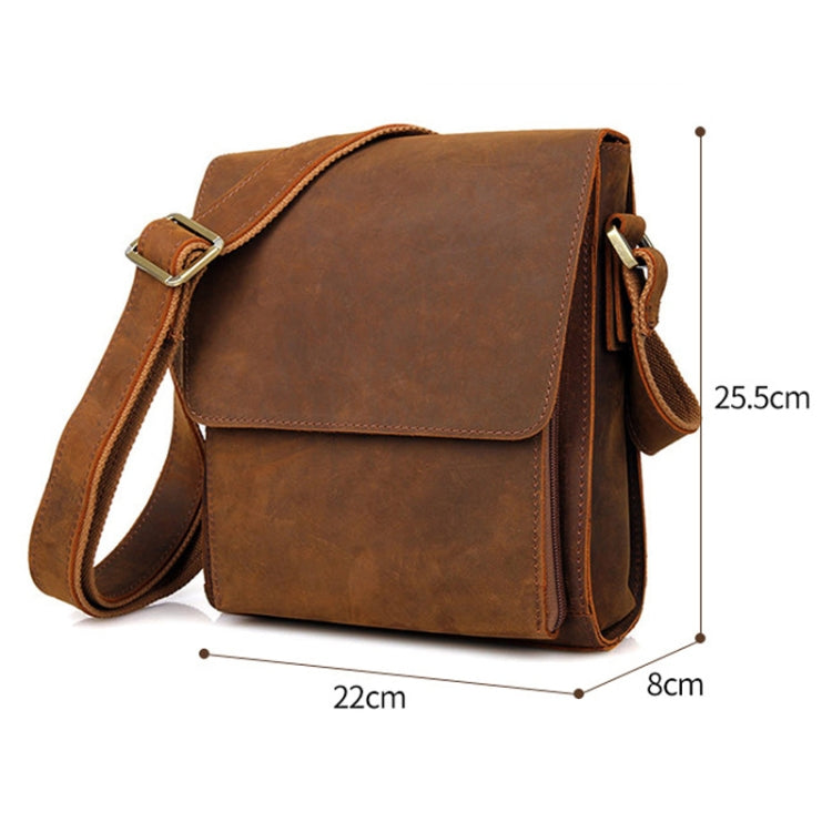 Vintage Crazy Horse Leather Men Shoulder Bag Messenger Bag, Black, Brown, Dark Brown