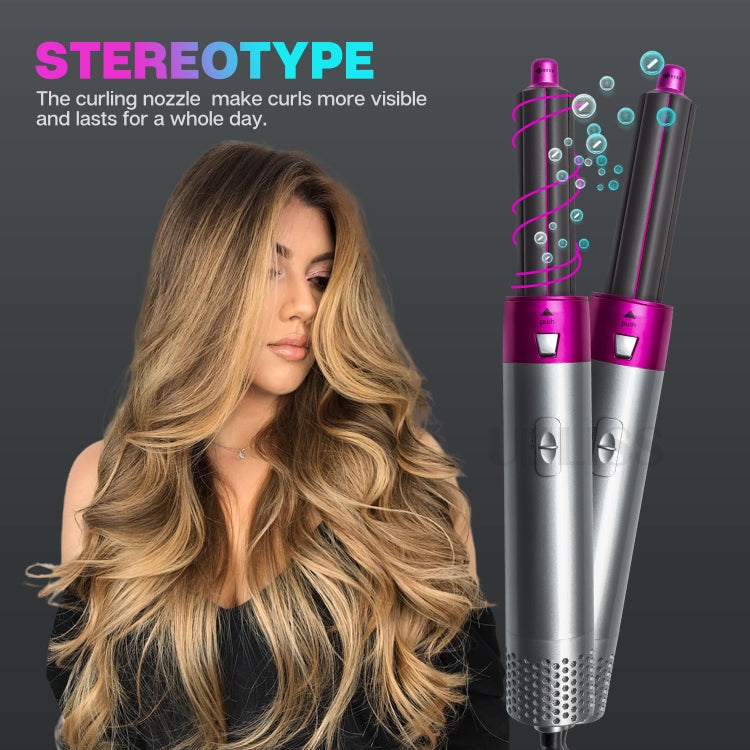 5-in-1 Hot-air Comb Automatic Straightening Dual-purpose Hair Dryer, Silver+Rose Red(EU Plug), Silver+Rose Red(US Plug), Silver+Rose Red(UK Plug), Black(EU Plug), Black(US Plug)
