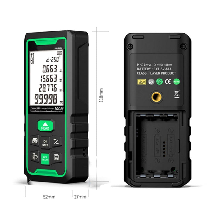 SNDWAY High-precision Indoor and Outdoor Green Laser Rangefinder, Distance:, 50m, 70m, 100m