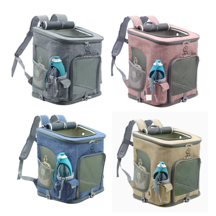 LDLC QS-002-L Foldable And Breathable Portable Pet Backpack, Light Gray, Light Pink, Denim Blue, Ginger Yellow