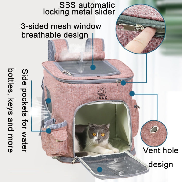 LDLC QS-002-L Foldable And Breathable Portable Pet Backpack, Light Gray, Light Pink, Denim Blue, Ginger Yellow