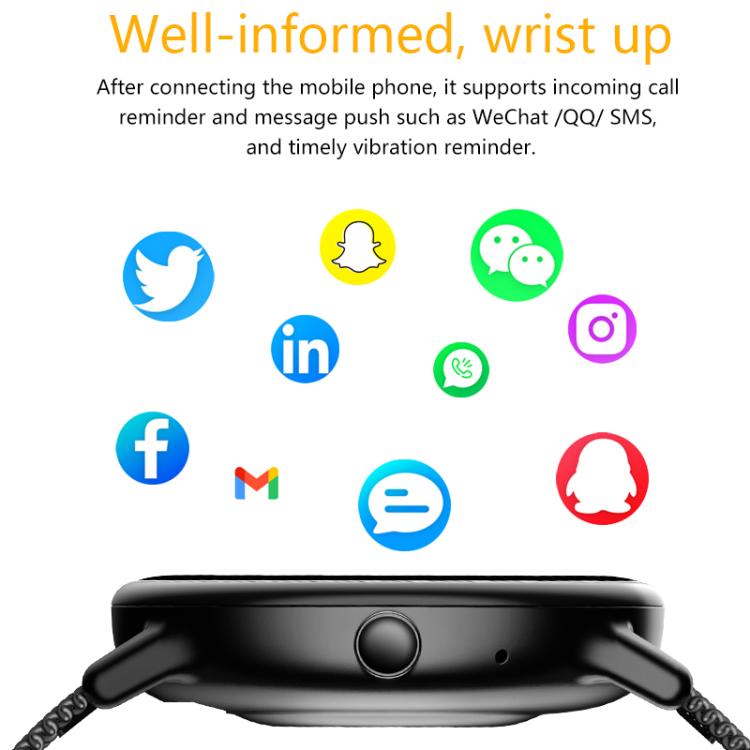 LOANIY Y86 1.43 Inch Heart Rate Monitoring Smart Bluetooth Watch, Gold Steel, Black Steel