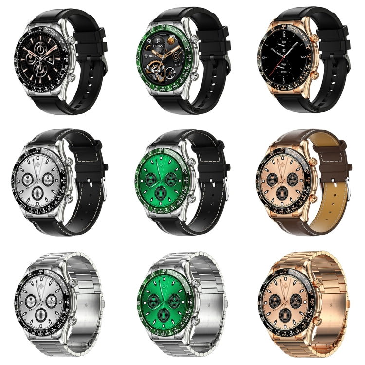 LOANIY E18 Pro Smart Bluetooth Calling Watch with NFC Function, Gold Silicone, Black Leather, Gold Leather, Black Silver Steel, Green Silver Steel