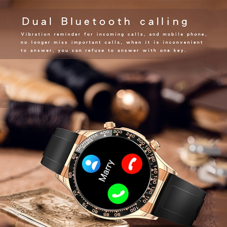 LOANIY E18 Pro Smart Bluetooth Calling Watch with NFC Function, Gold Silicone, Black Leather, Gold Leather, Black Silver Steel, Green Silver Steel