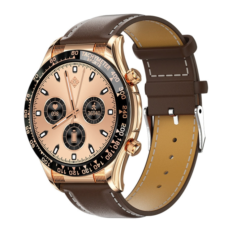 LOANIY E18 Pro Smart Bluetooth Calling Watch with NFC Function, Gold Silicone, Black Leather, Gold Leather, Black Silver Steel, Green Silver Steel