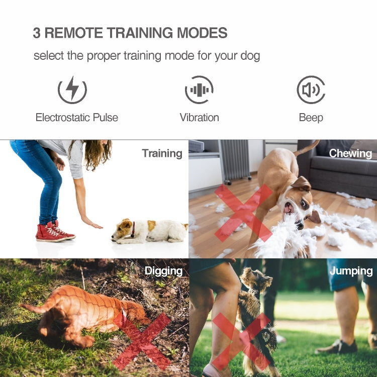 Intelligent Remote Control Dog Trainer Automatic Barking Stop Collar, Collar Black, Collar White