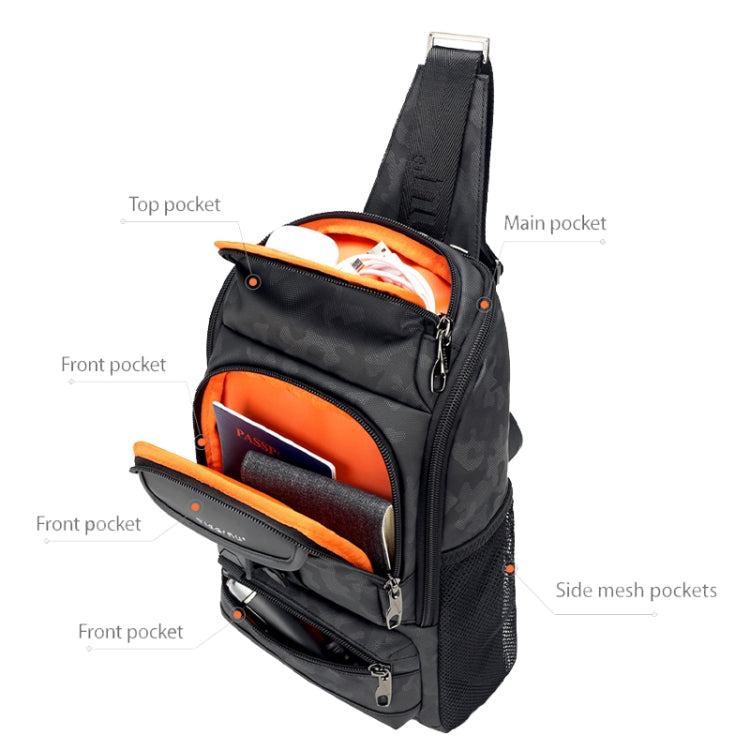 Tigernu T-S8182 Men Sports Chest Bag Waterproof Shoulder Bag, T-S8182 Black