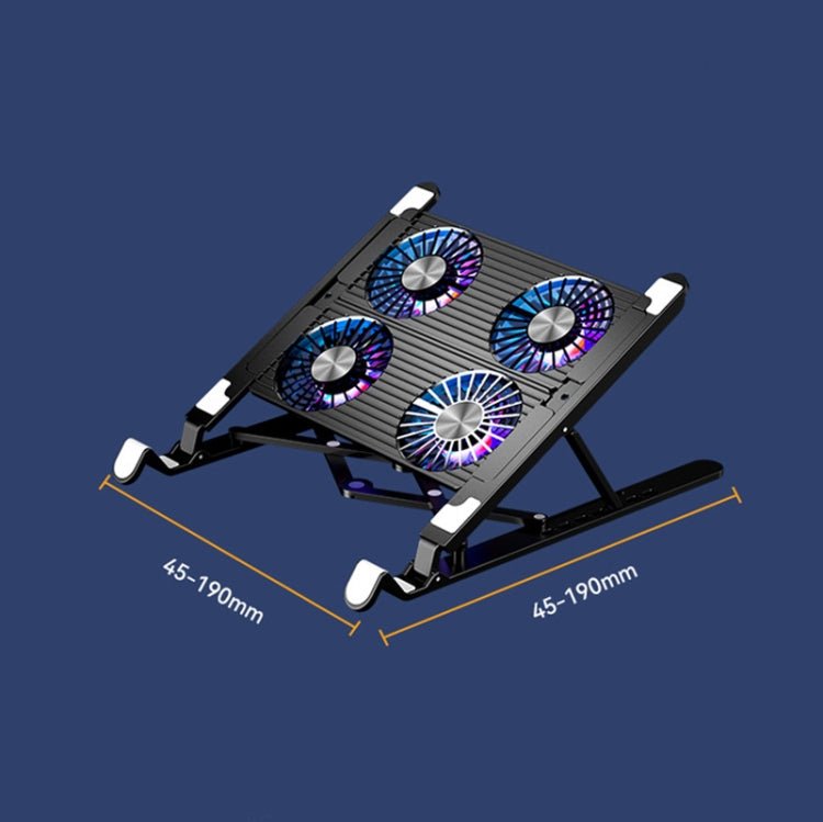Laptop Radiator Bracket Folding Storage Air-cooled Cooling Base,Style:, Four Fan