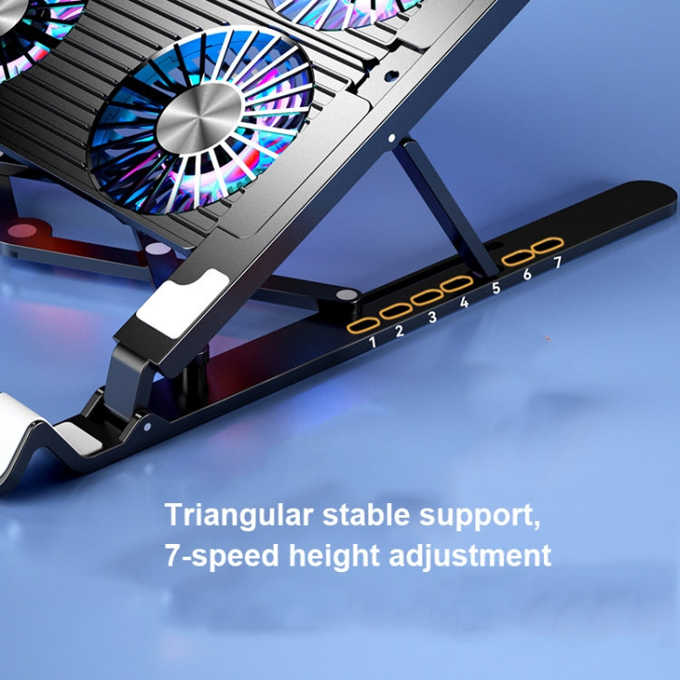 Laptop Radiator Bracket Folding Storage Air-cooled Cooling Base,Style:, Four Fan