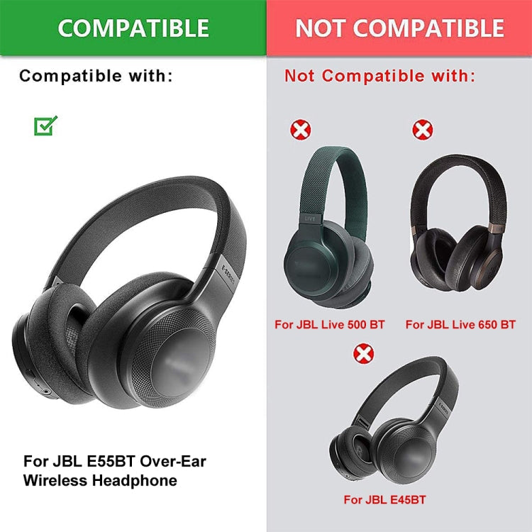 2pcs Headphone Cover Foam Cover for JBL E55BT, Color: Without LR, Black