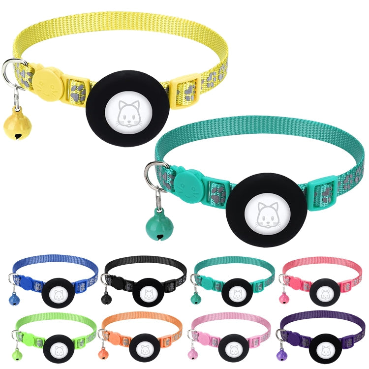 Pet Cat Reflective Collar with Bell for AirTag 2nd Gen / AirTag 1st Gen, Blue, Purple, Black, Pink, Orange, Light Green, Rose Red, Green, Yellow
