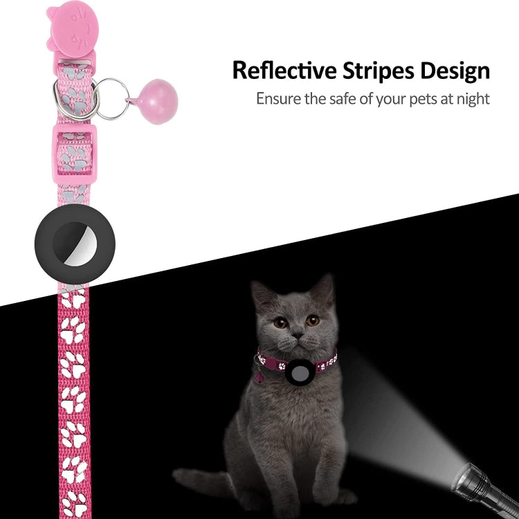 Pet Cat Reflective Collar with Bell for AirTag 2nd Gen / AirTag 1st Gen, Blue, Purple, Black, Pink, Orange, Light Green, Rose Red, Green, Yellow