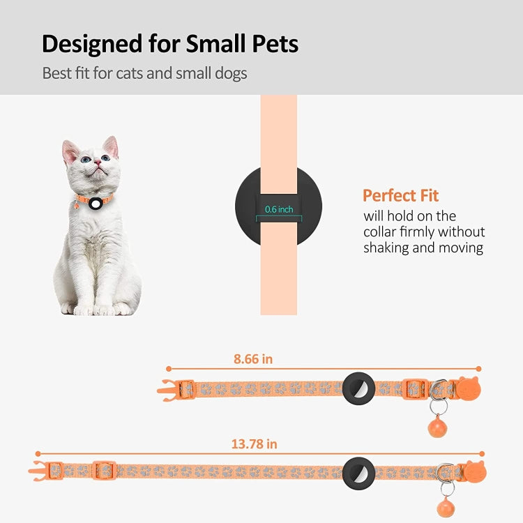 Pet Cat Reflective Collar with Bell for AirTag 2nd Gen / AirTag 1st Gen, Blue, Purple, Black, Pink, Orange, Light Green, Rose Red, Green, Yellow