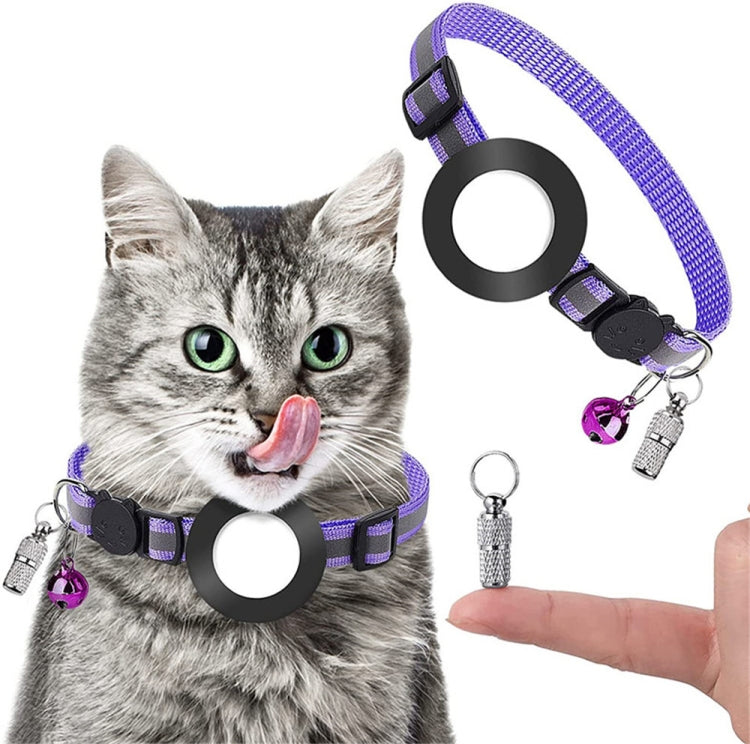 Pet Anti Lost Address Pendant Collar with Bell for AirTag 2nd Gen / AirTag 1st Gen, Green, Purple, Black, Pink, Orange, Blue