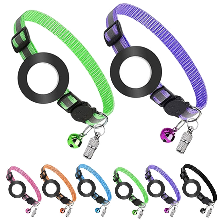 Pet Anti Lost Address Pendant Collar with Bell for AirTag 2nd Gen / AirTag 1st Gen, Green, Purple, Black, Pink, Orange, Blue