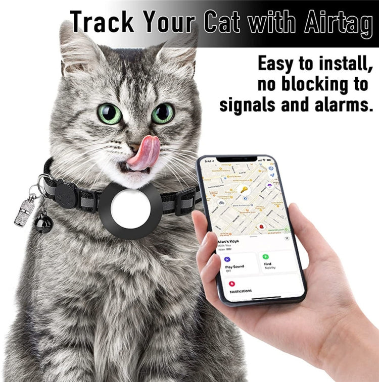 Pet Anti Lost Address Pendant Collar with Bell for AirTag 2nd Gen / AirTag 1st Gen, Green, Purple, Black, Pink, Orange, Blue