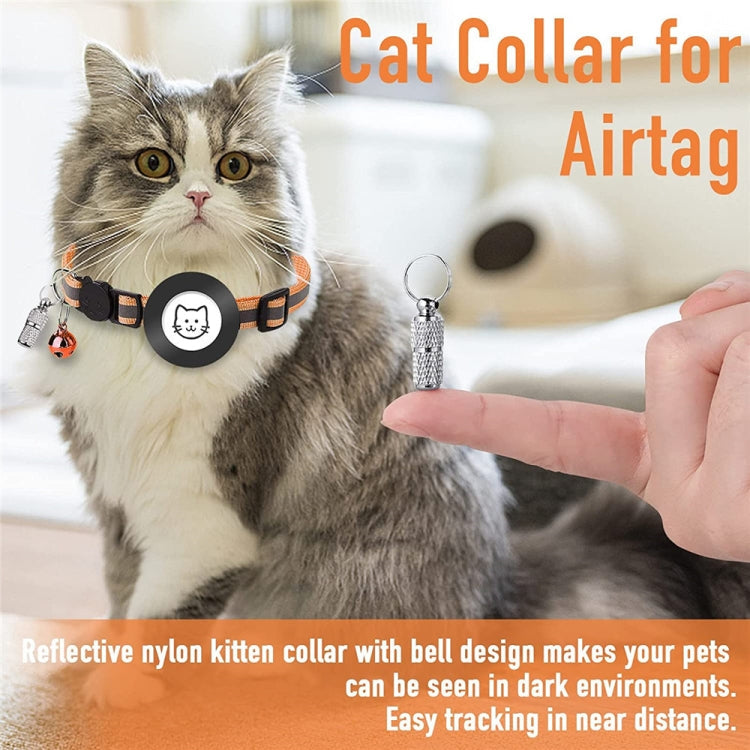 Pet Anti Lost Address Pendant Collar with Bell for AirTag 2nd Gen / AirTag 1st Gen, Green, Purple, Black, Pink, Orange, Blue