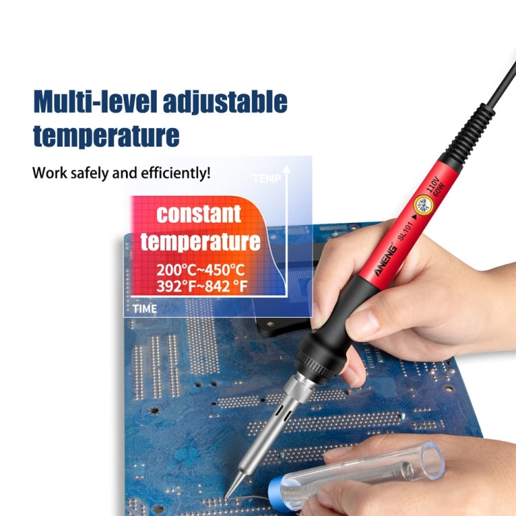 Household Constant Temperature Soldering Iron Set 60W Internal Heat Welding Tool Kit, ANENG SL101 24pcs/set Rotary Thermostat, 24pcs/set EU Plug, 25pcs/set US Plug, 25pcs/set EU Plug