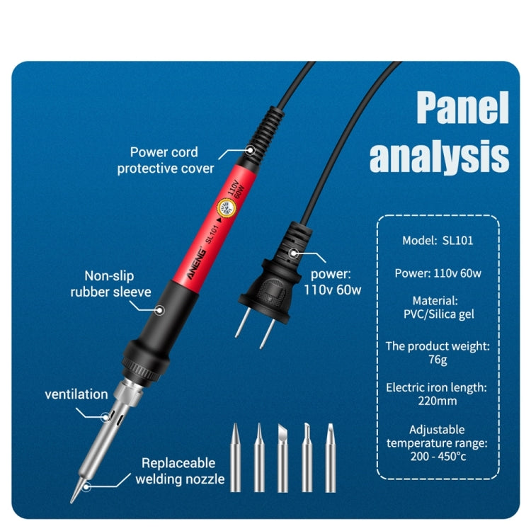 Household Constant Temperature Soldering Iron Set 60W Internal Heat Welding Tool Kit, ANENG SL101 24pcs/set Rotary Thermostat, 24pcs/set EU Plug, 25pcs/set US Plug, 25pcs/set EU Plug