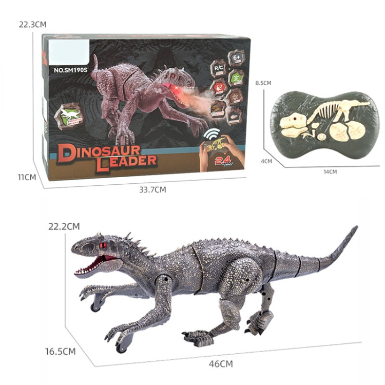 2.4G Wireless Remote Control Tyrannosaur Simulation Mechanical Dinosaur Model Toy, Gray, Red