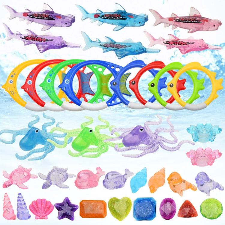 Large Torpedo Diving Swimming Pool Toys Children Summer Water Toys, 4PCS Torpedo, 3PCS Octopus, 4PCS Hard Ring, 4PCS Soft Ring, 3PCS Small Seaweed, 3PCS Big Seaweed, 8PCS Small Stones (large), 8PCS Big Stones (small), 4PCS Sea Horses, 4PCS Sharks      ...