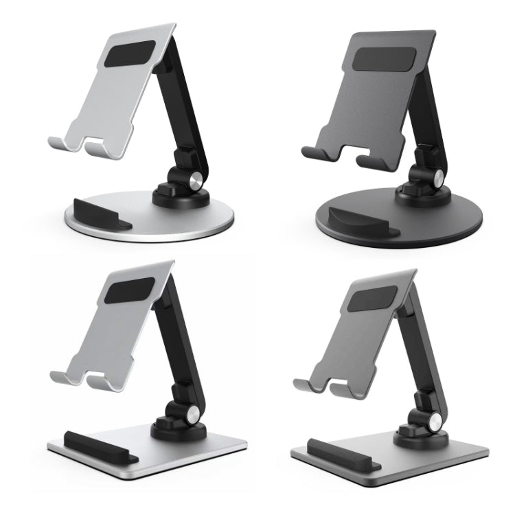Portable Mobile Phone Tablet Desktop Stand, Square Swivel Dark Gray