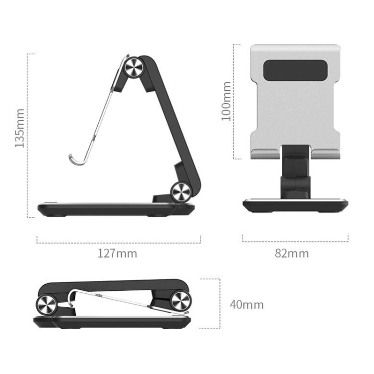 Portable Mobile Phone Tablet Desktop Stand, Square Swivel Dark Gray