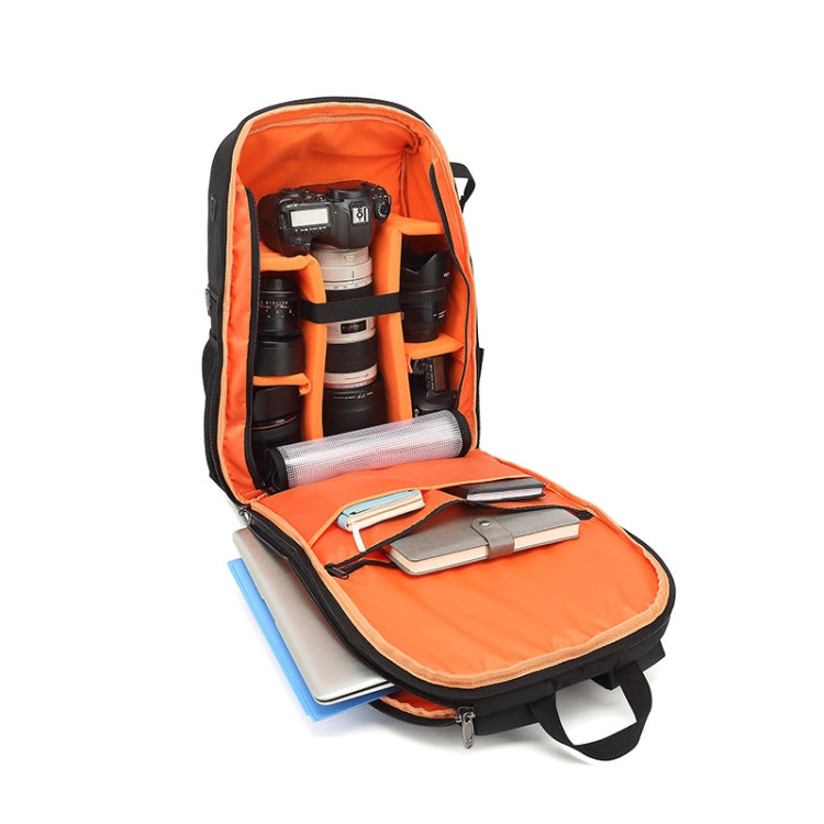 Oxford Cloth Waterproof Photography Backpack 17 Inch Laptop Backpack, Orange, Grey
