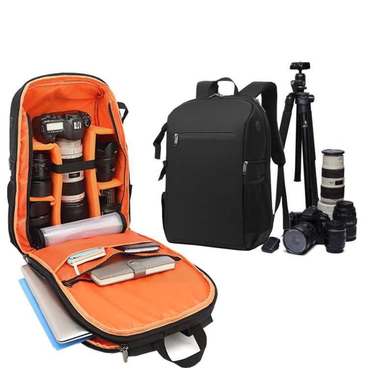 Oxford Cloth Waterproof Photography Backpack 17 Inch Laptop Backpack, Orange, Grey