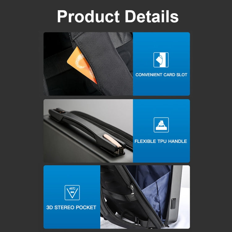 Bopai 61-93318A Hard Shell Waterproof and Expandable Backpack with USB Charging Hole, Spec:, Regular (Silver), Password (Silver), Regular (Black), Password (Black)