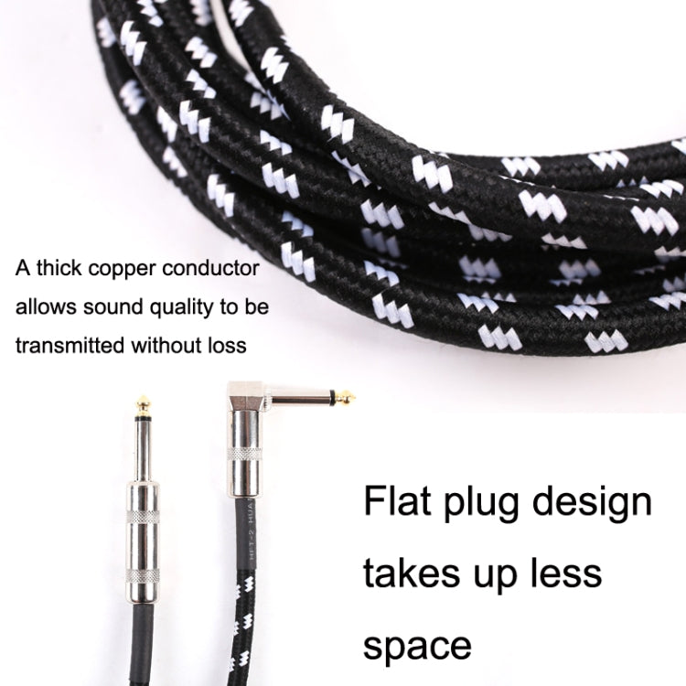 Guitar Connection Wire Folk Bass Performance Noise Reduction Elbow Audio Guitar Wire, Size:, 0.5m(Black White), 1m(Black White), 3m(Black White), 6m(Black White)
