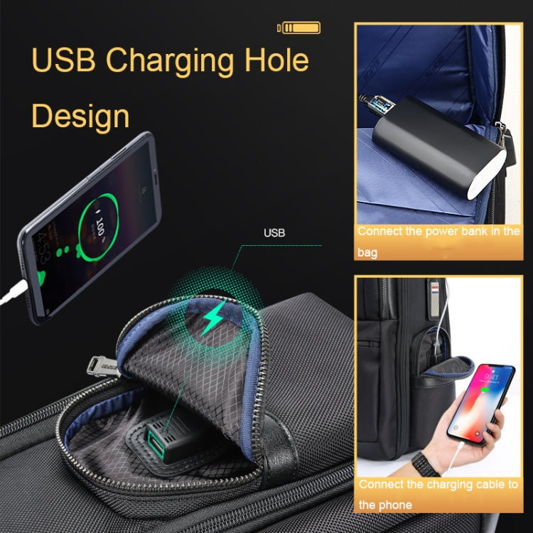 Bopai 61-86611 Multifunctional Wear-resistant Anti-theft Laptop Backpack with USB Charging Hole