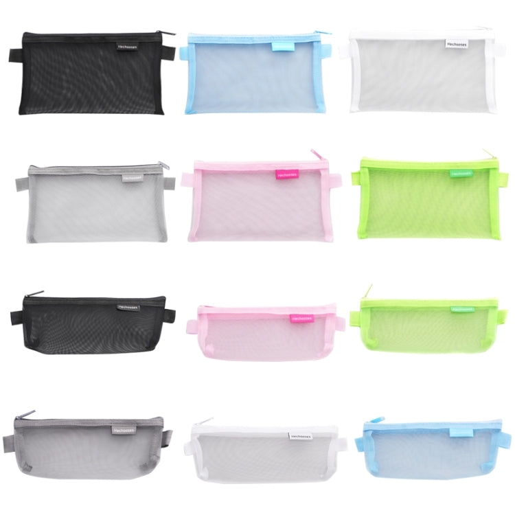 Hechooses D033 Transparent Mesh Exam Portable Pen Bag, Style:, Square (Black), Square (White), Square (Gray), Square (Pink), Square (Green), Triangle (Black), Triangle (White), Triangle (Gray), Triangle (Pink), Triangle (Blue), Triangle (Green)